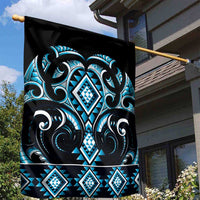 Blue Ngaru Taniko With Aotearoa Maori Tattoo Garden Flag LT14 - Polynesian Pride