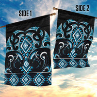 Blue Ngaru Taniko With Aotearoa Maori Tattoo Garden Flag LT14 - Polynesian Pride