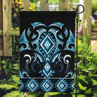 Blue Ngaru Taniko With Aotearoa Maori Tattoo Garden Flag LT14 Garden Flag Blue - Polynesian Pride