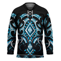 Blue Ngaru Taniko With Aotearoa Maori Tattoo Hockey Jersey LT14 Unisex Blue - Polynesian Pride