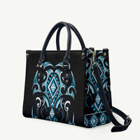 Blue Ngaru Taniko With Aotearoa Maori Tattoo Leather Bag - Polynesian Pride