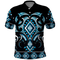Blue Ngaru Taniko With Aotearoa Maori Tattoo Polo Shirt
