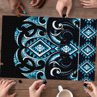 Blue Ngaru Taniko With Aotearoa Maori Tattoo Puzzle - Polynesian Pride