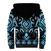 Blue Ngaru Taniko With Aotearoa Maori Tattoo Sherpa Hoodie LT14 - Polynesian Pride