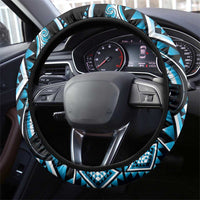 Blue Ngaru Taniko With Aotearoa Maori Tattoo Steering Wheel Cover LT14 - Polynesian Pride