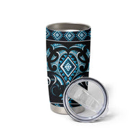 Blue Ngaru Taniko With Aotearoa Maori Tattoo Tumbler Cup LT14 - Polynesian Pride