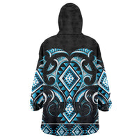 Blue Ngaru Taniko With Aotearoa Maori Tattoo Wearable Blanket Hoodie LT14 - Polynesian Pride