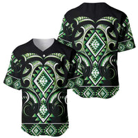 Green Ngaru Taniko With Aotearoa Maori Tattoo Baseball Jersey