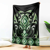 Green Ngaru Taniko With Aotearoa Maori Tattoo Blanket LT14 - Polynesian Pride