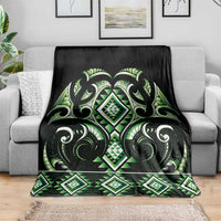 Green Ngaru Taniko With Aotearoa Maori Tattoo Blanket LT14 - Polynesian Pride