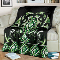 Green Ngaru Taniko With Aotearoa Maori Tattoo Blanket LT14 - Polynesian Pride