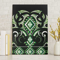 Green Ngaru Taniko With Aotearoa Maori Tattoo Canvas Wall Art LT14 Without Frame Green - Polynesian Pride