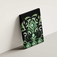 Green Ngaru Taniko With Aotearoa Maori Tattoo Canvas Wall Art LT14 - Polynesian Pride