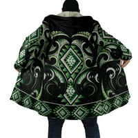 Green Ngaru Taniko With Aotearoa Maori Tattoo Cloak - Polynesian Pride
