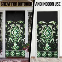 Green Ngaru Taniko With Aotearoa Maori Tattoo Door Cover - Polynesian Pride