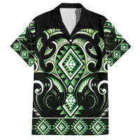 Green Ngaru Taniko With Aotearoa Maori Tattoo Family Matching Long Sleeve Bodycon Dress and Hawaiian Shirt
