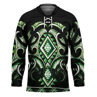 Green Ngaru Taniko With Aotearoa Maori Tattoo Hockey Jersey LT14 Unisex Green - Polynesian Pride