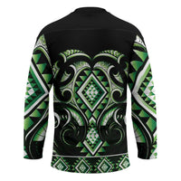 Green Ngaru Taniko With Aotearoa Maori Tattoo Hockey Jersey LT14 - Polynesian Pride