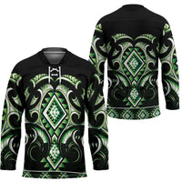 Green Ngaru Taniko With Aotearoa Maori Tattoo Hockey Jersey LT14 - Polynesian Pride