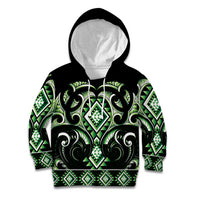 Green Ngaru Taniko With Aotearoa Maori Tattoo Kid Hoodie