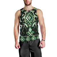 Green Ngaru Taniko With Aotearoa Maori Tattoo Men Tank Top LT14 - Polynesian Pride