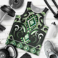 Green Ngaru Taniko With Aotearoa Maori Tattoo Men Tank Top LT14 - Polynesian Pride