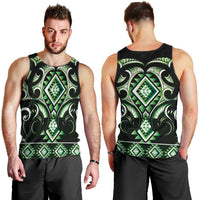 Green Ngaru Taniko With Aotearoa Maori Tattoo Men Tank Top LT14 - Polynesian Pride