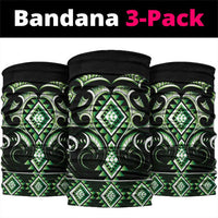 Green Ngaru Taniko With Aotearoa Maori Tattoo Neck Gaiter - Polynesian Pride