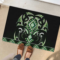 Green Ngaru Taniko With Aotearoa Maori Tattoo Rubber Doormat LT14 - Polynesian Pride