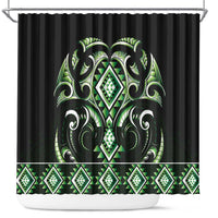 Green Ngaru Taniko With Aotearoa Maori Tattoo Shower Curtain