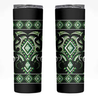 Green Ngaru Taniko With Aotearoa Maori Tattoo Skinny Tumbler