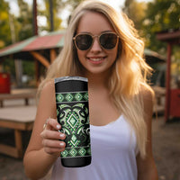 Green Ngaru Taniko With Aotearoa Maori Tattoo Skinny Tumbler