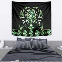 Green Ngaru Taniko With Aotearoa Maori Tattoo Tapestry