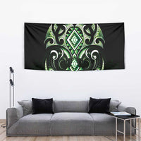 Green Ngaru Taniko With Aotearoa Maori Tattoo Tapestry