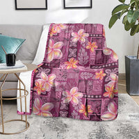 Pink Hawaii Plumeria With Tropical Flowers Motifs Blanket LT14 - Polynesian Pride