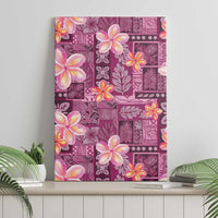 Pink Hawaii Plumeria With Tropical Flowers Motifs Canvas Wall Art LT14 - Polynesian Pride