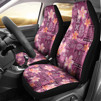 Pink Hawaii Plumeria With Tropical Flowers Motifs Car Seat Cover