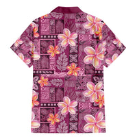 Pink Hawaii Plumeria With Tropical Flowers Motifs Family Matching Mermaid Dress and Hawaiian Shirt