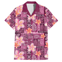 Pink Hawaii Plumeria With Tropical Flowers Motifs Hawaiian Shirt LT14 Pink - Polynesian Pride