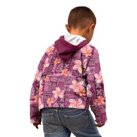 Pink Hawaii Plumeria With Tropical Flowers Motifs Kid Hoodie