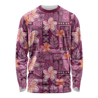 Pink Hawaii Plumeria With Tropical Flowers Motifs Long Sleeve Shirt LT14 Unisex Pink - Polynesian Pride
