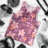 Pink Hawaii Plumeria With Tropical Flowers Motifs Men Tank Top LT14 - Polynesian Pride