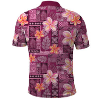 Pink Hawaii Plumeria With Tropical Flowers Motifs Polo Shirt