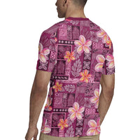 Pink Hawaii Plumeria With Tropical Flowers Motifs Rugby Jersey