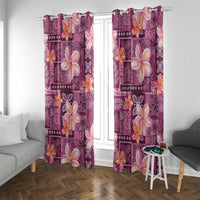 Pink Hawaii Plumeria With Tropical Flowers Motifs Window Curtain LT14 With Grommets Pink - Polynesian Pride
