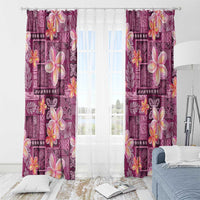 Pink Hawaii Plumeria With Tropical Flowers Motifs Window Curtain LT14 - Polynesian Pride