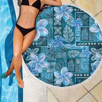 Cyan Hawaii Plumeria With Tropical Flowers Motifs Beach Blanket LT14 - Polynesian Pride
