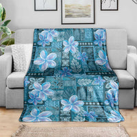Cyan Hawaii Plumeria With Tropical Flowers Motifs Blanket LT14 - Polynesian Pride