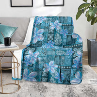 Cyan Hawaii Plumeria With Tropical Flowers Motifs Blanket LT14 - Polynesian Pride