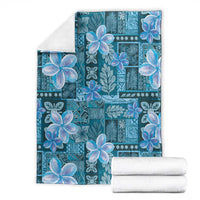 Cyan Hawaii Plumeria With Tropical Flowers Motifs Blanket LT14 - Polynesian Pride